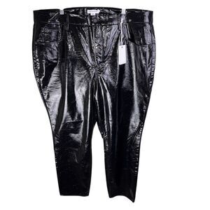 Good American‎ Classic Faux Leather Straight Leg Pants Size 18 Crackled  NEW